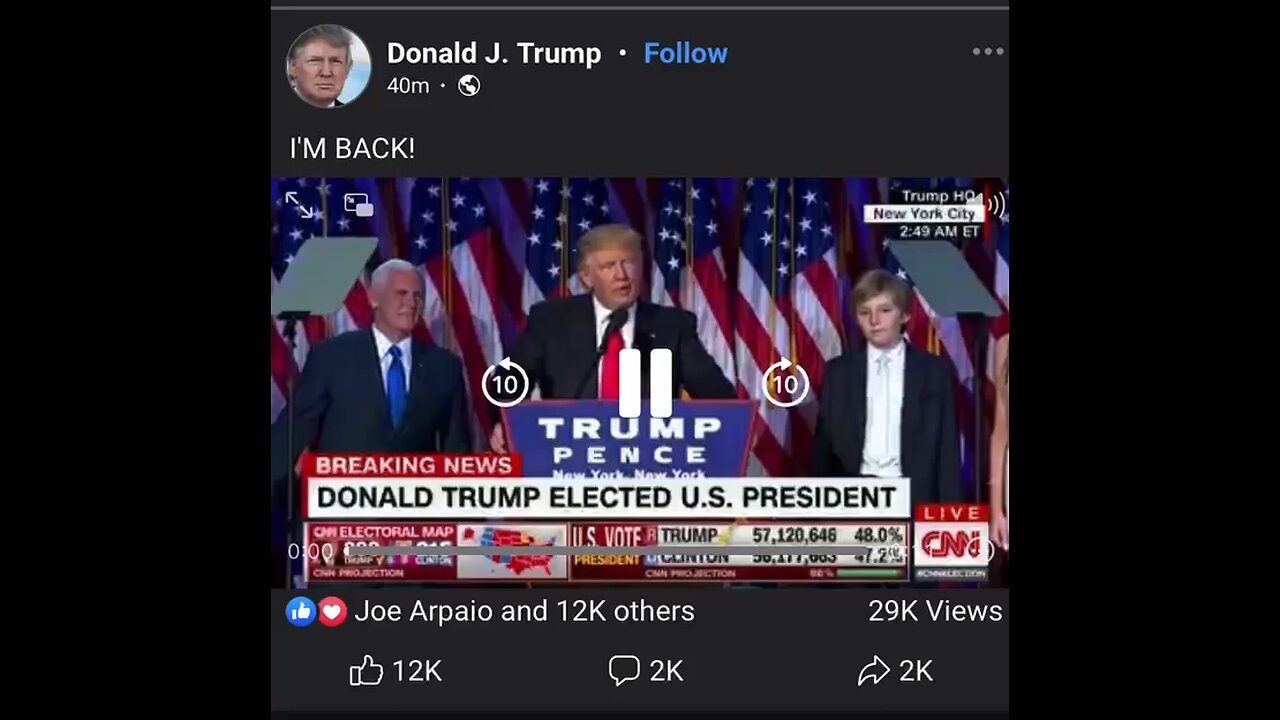 Trump posted “I’M BACK!” On Facebook!