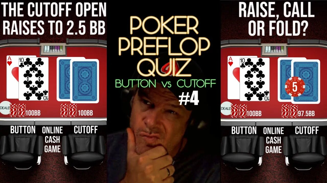 POKER PREFLOP QUIZ BU VS. CO #4 - RAISE, CALL OR FOLD?