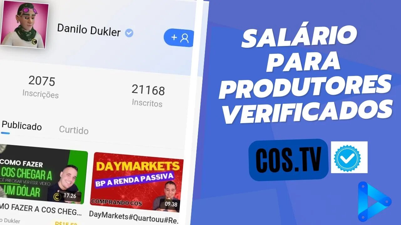 #Salário para produtores Verificados na #COS.TV #O NOVO BENEFÍCIO PARA OS CRIADORES DA COS.TV