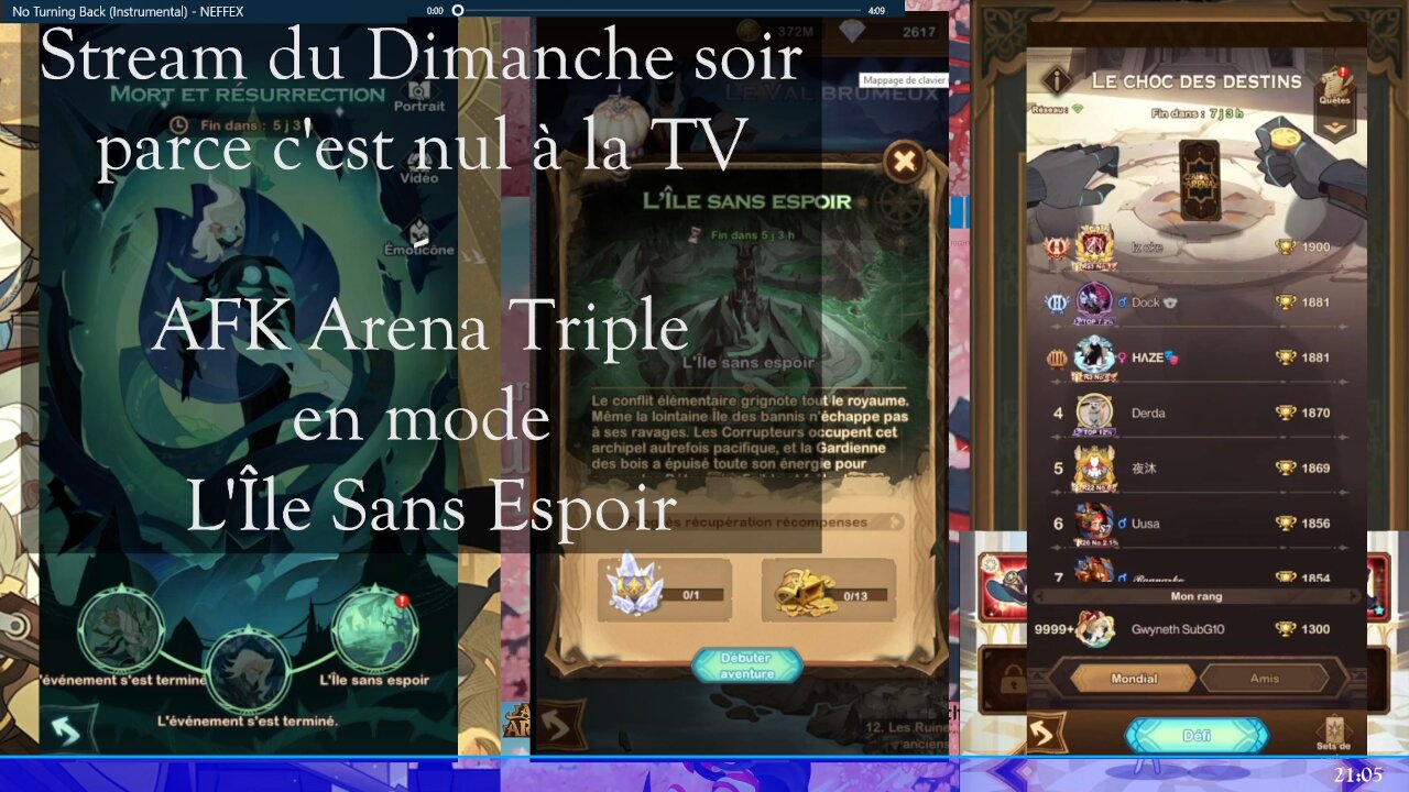 Stream du Dimanche soir parce c'est nul à la TV - AFK Arena Triple en mode L'Île Sans Espoir