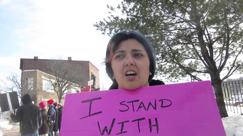Natasha protesting for Planned Parenthood in fitchburg