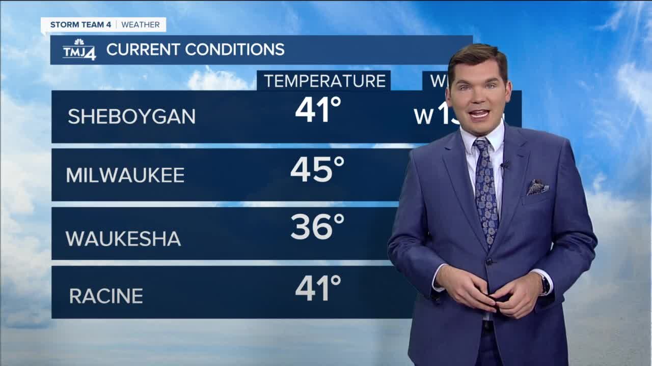 Monday is sunny with temps in the 50s