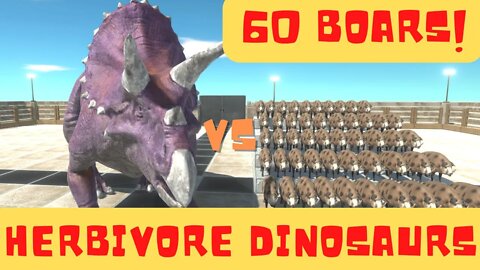 60 Boars vs Herbivore Dinosaurs Units - Animal Revolt Battle Simulator