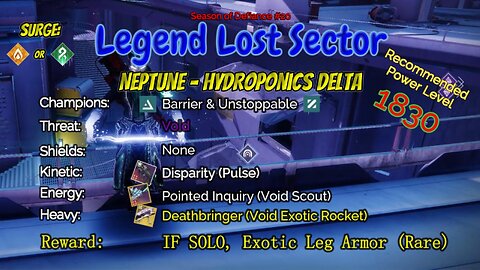 Destiny 2 Legend Lost Sector: Neptune - Hydroponics Delta on my Titan 4-14-23