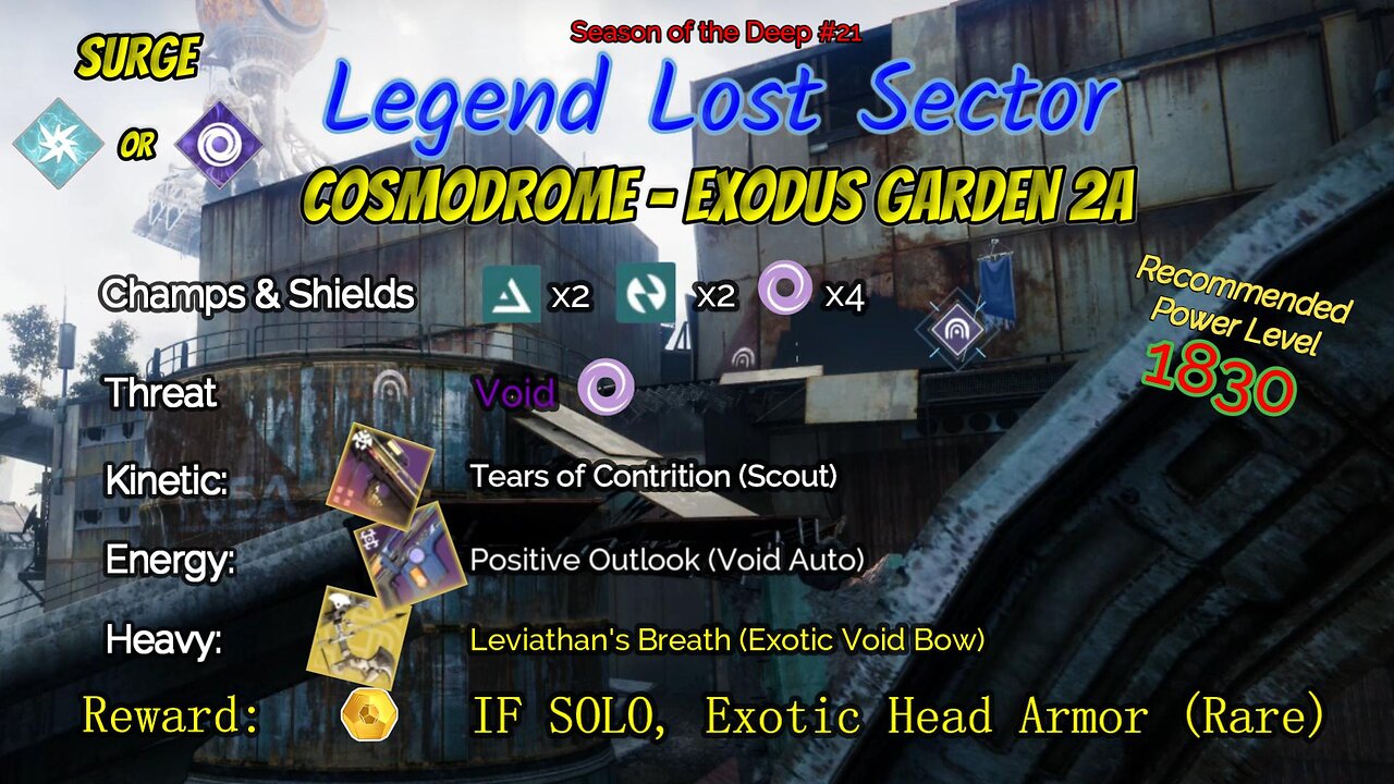 Destiny 2 Legend Lost Sector: Cosmodrome - Exodus Garden 2A on my Void Hunter 8-7-23