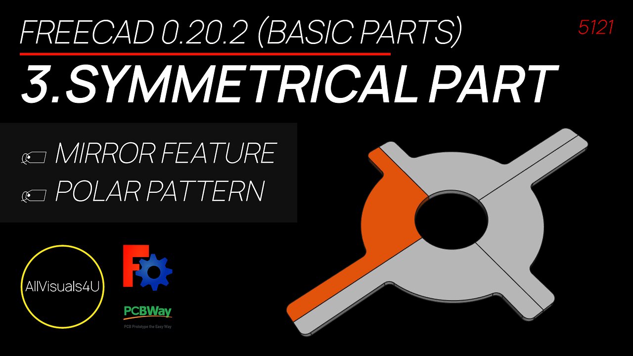 🎓 How To Design Symmetrical Parts - FreeCAD Polar Pattern - FreeCAD Create Part