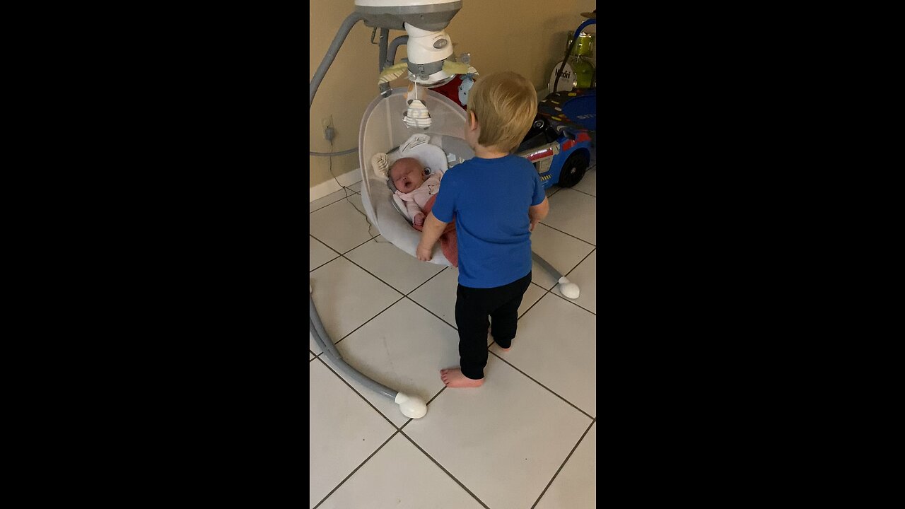 Toddler Helps Baby Sister Get to Sleep