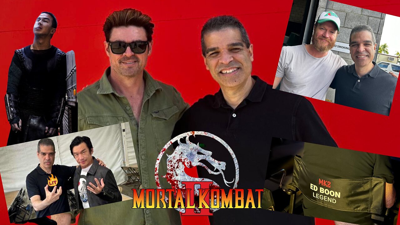 Mortal Kombat 2 Ed Boon Poses With The Cast & First Look At Johnny Cage & Josh Lawson As Kano