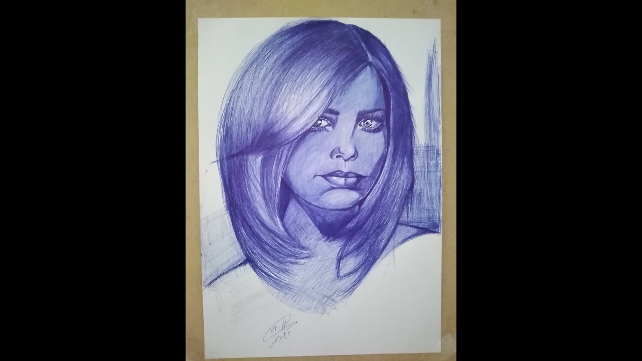 Art (drawing with ballpoint pen ~ blue pen)