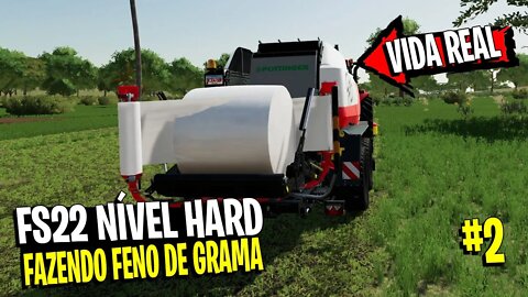 Dia 2 - Nível HARD - Passando Rolangem e Cortando a Grama para fazer Feno - FARMING SIMULATOR 22