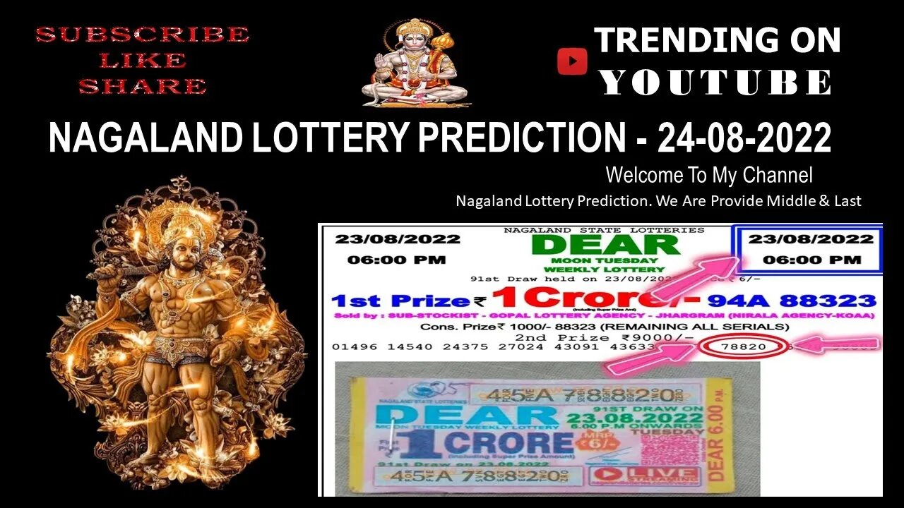 Nagaland Lottery Prediction - 24-08-2022