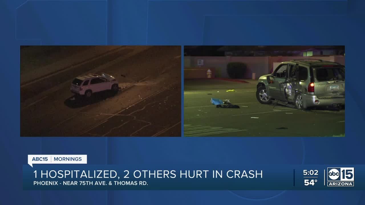 Three hurt in crash near 75th Avenue and Thomas Road