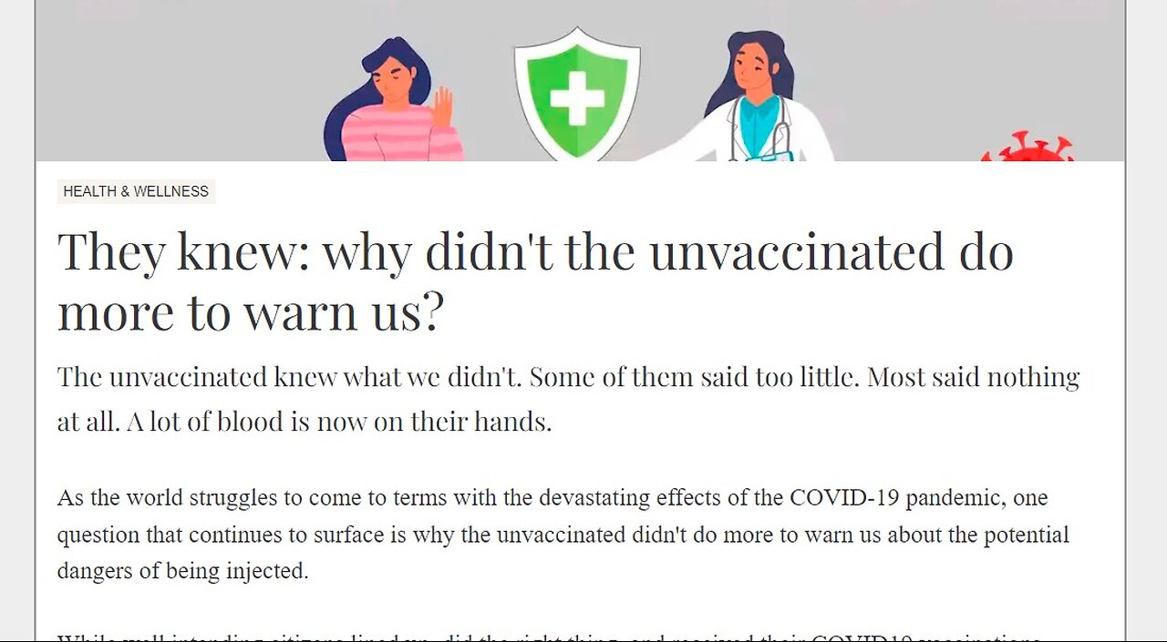 They Knew - Why Didn't The Unvaccinated Do More To Warn Us?