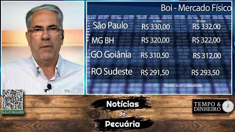 Boi gordo estável há 10 dias em SP a R$330@ a vista. Vaca e novilha tem preços em queda