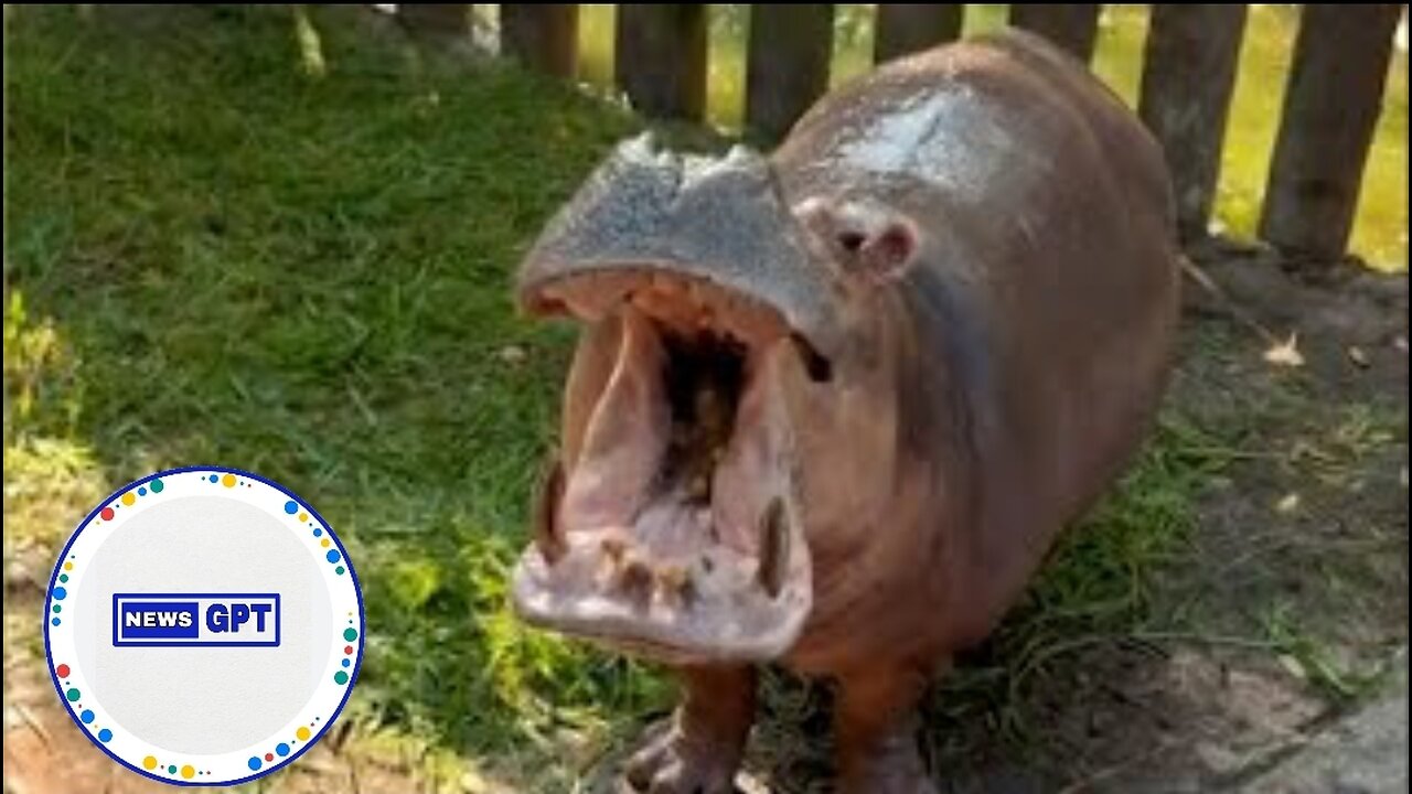 Hungry hippos enjoy delicious 'tiny' snack at the zoo