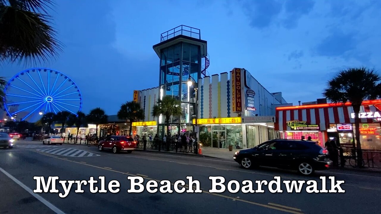 Myrtle Beach Boardwalk - Full Walk-Through As Distant Storm Approaches