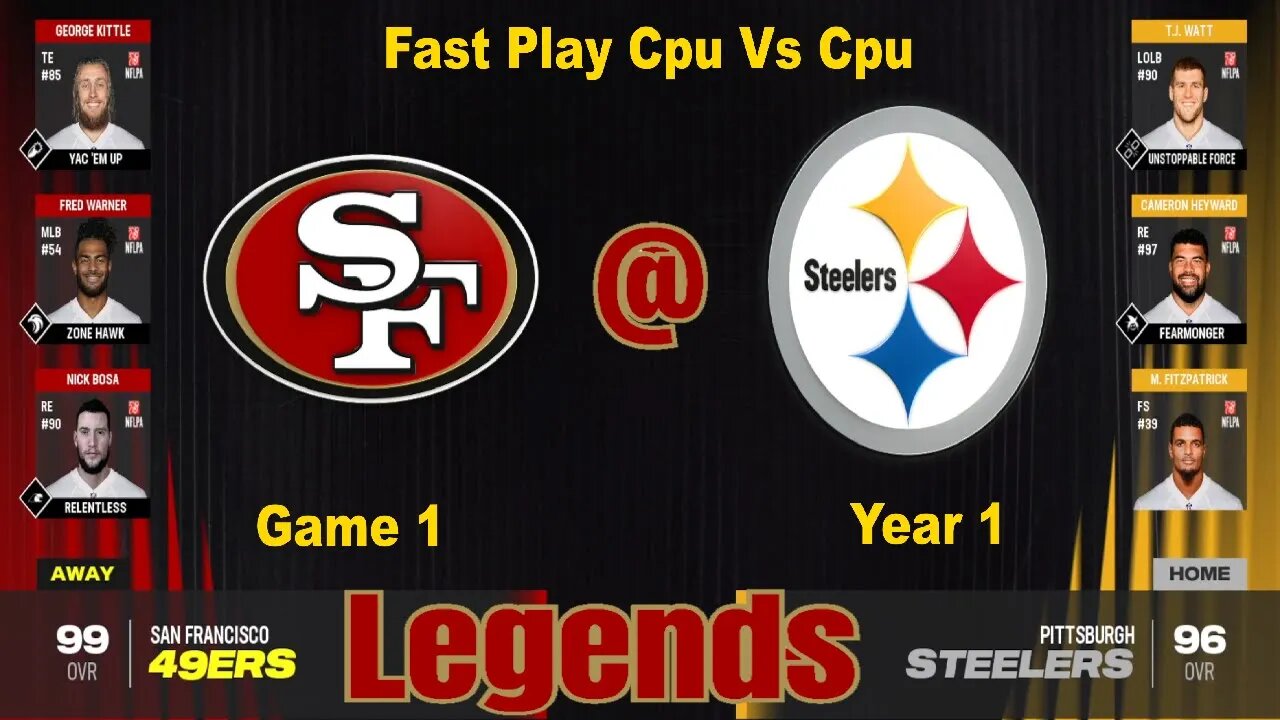 Fast Play CPU Vs CPU 49ers Vs Steelers Legends