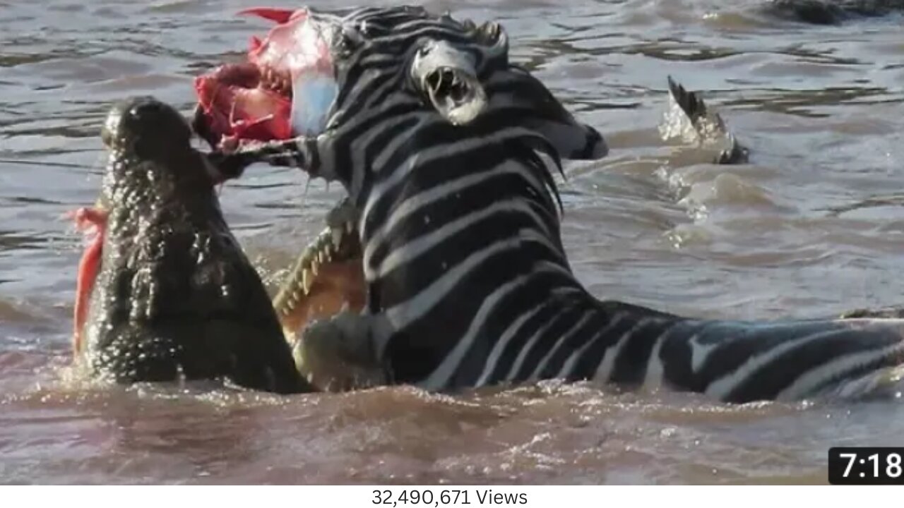 A Zebra's face is ripped off by a crocodile 🐊