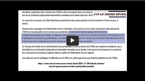 ACHTUNG !!! L'OMS PRÉPARE UN HOLD UP MORTIFÈRE VIA NOTRE SAN