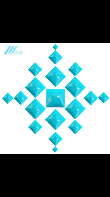 Natural turquoise square shape 10mm cabochon for Jewelry Making Fashion Design05