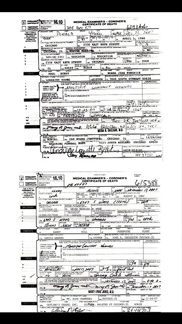 Death Certificates Of Murdered Donald Young And Larry Bland - Both From Obama's Church
