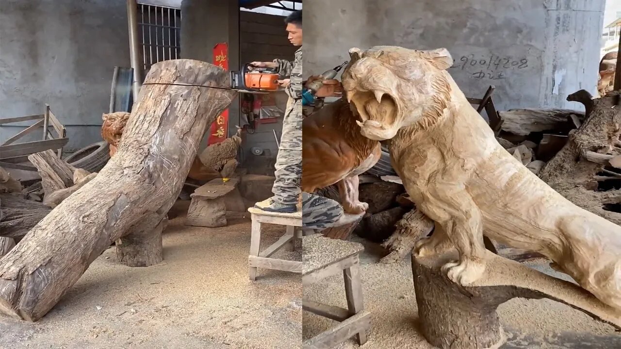 Woodcarving Lion