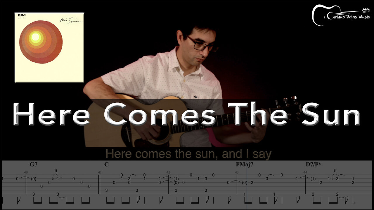 Here Comes The Sun The Beatles / Fingerstyle Guitar Cover with Tabs and Lyrics