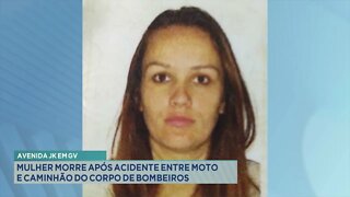 Avenida JK em GV: Mulher morre após acidente entre moto e caminhão do Corpo de Bombeiros