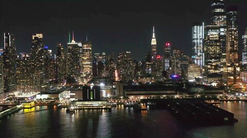 New York City Drone at Night HD Screensaver - New York, New York