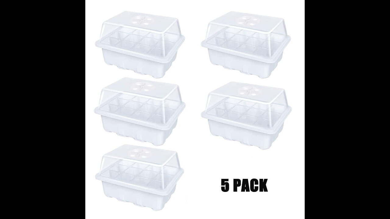 NEWKITS 5 Packs Seed Starter Tray Kit Seed Starter Trays with Humidity Dome Plant Germination S...