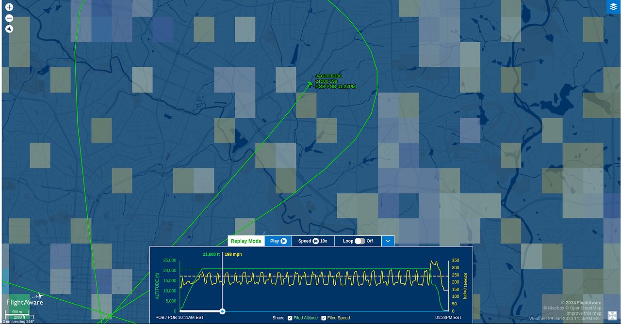 over Raleigh, NC -- 2024_01_29 -- Plane JAG78 N789LL AAB2FA