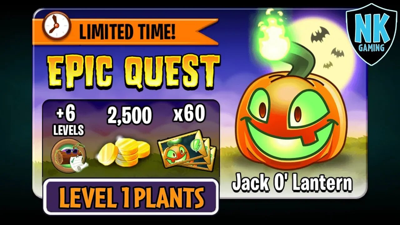 PvZ 2 - Epic Quest: Jack O' Lantern - Level 1 Plants