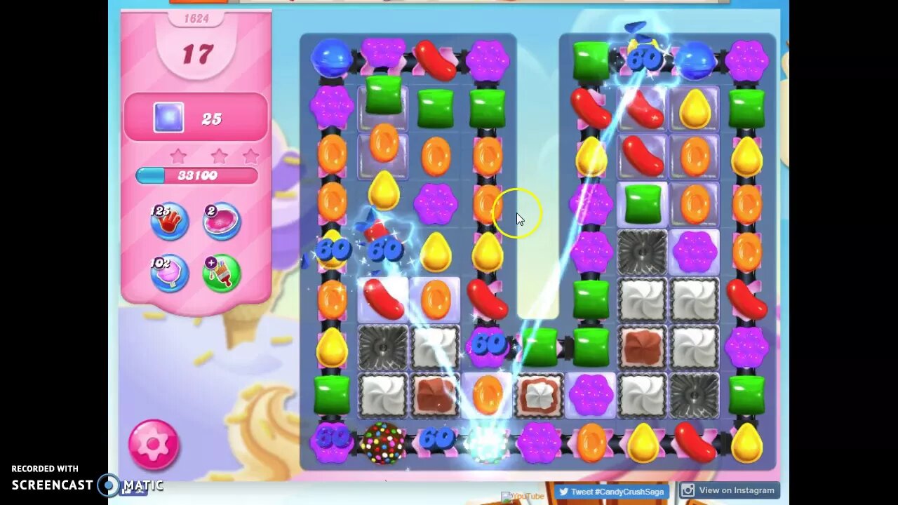 Candy Crush Level 1624 Audio Talkthrough, 1 Star 0 Boosters