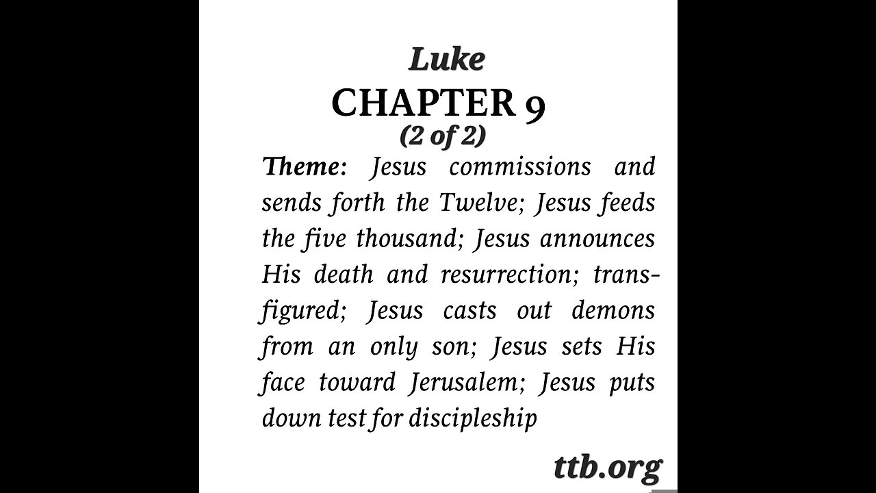 Luke Chapter 9 (Bible Study) (2 of 2)