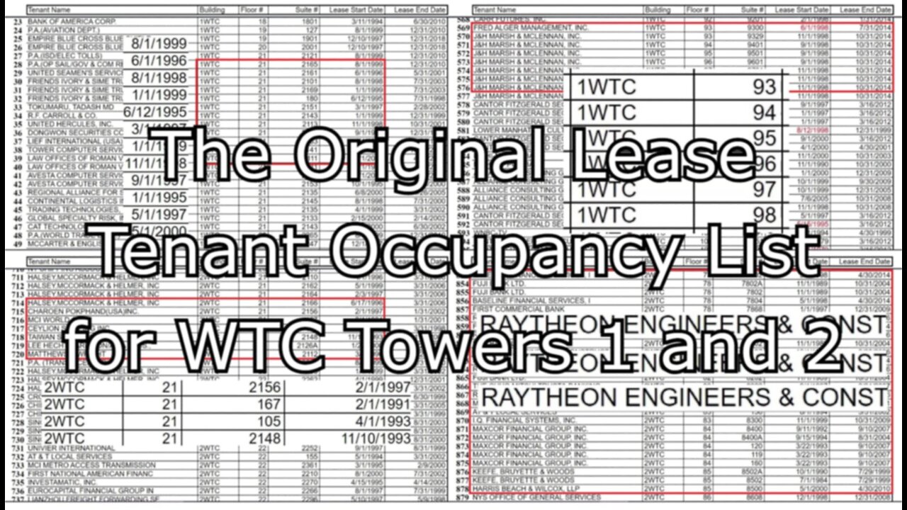 The Original Lease Tenant Occupancy List for WTC Towers 1 and 2