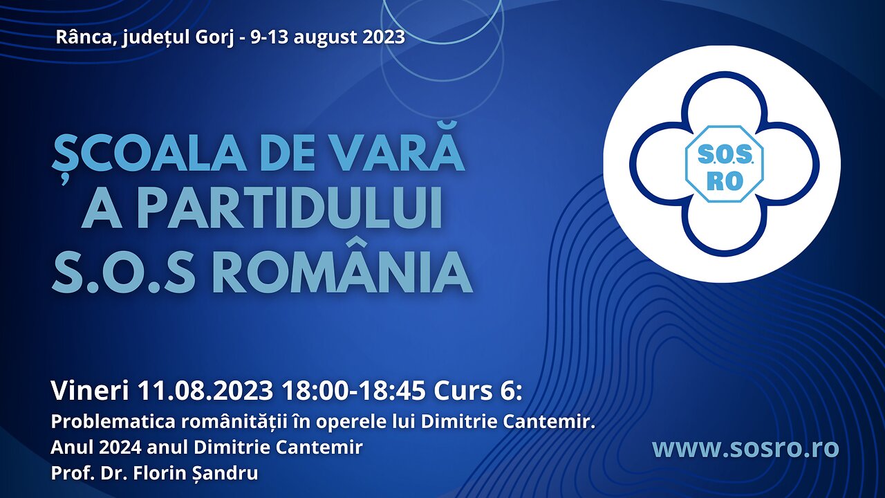 Problematica românității în operele lui Dimitrie Cantemir - Prof. Dr. Florin Șandru