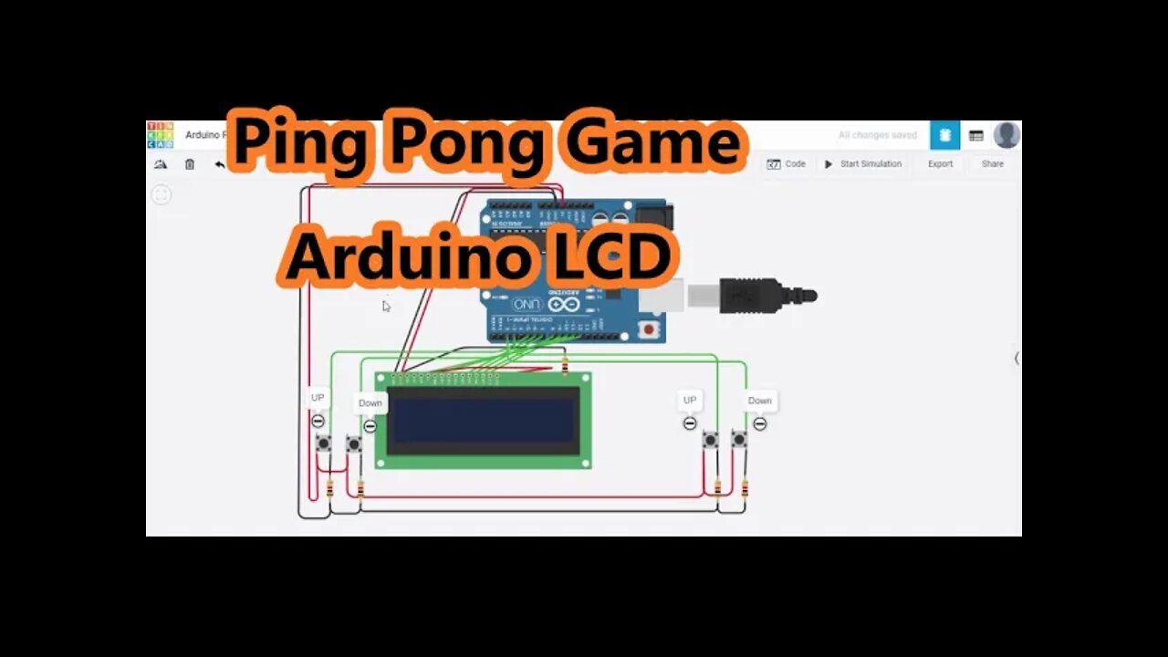 Arduino Ping Pong Game with 16x2 LCD on Tinkercad