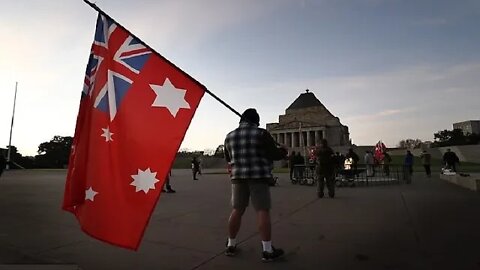 Freedom day Jacquie Dundee at Melbourne Shrine before "Police" Violence erupted