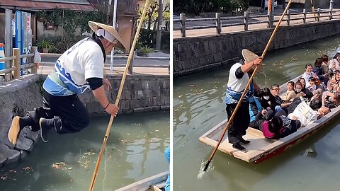 Fearless dude climbs bridge and executes epic boat jump