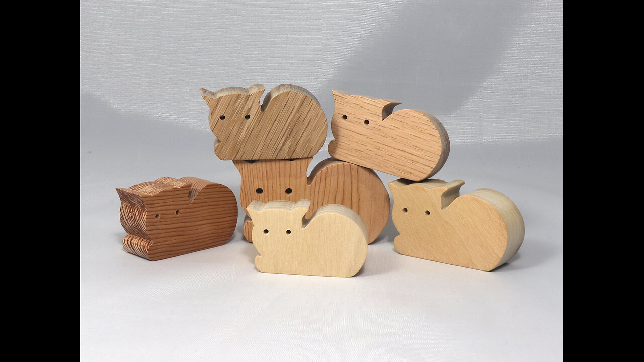 Handmade Unfinished Wood Toy Cats From My Itty Bitty Animals Collection