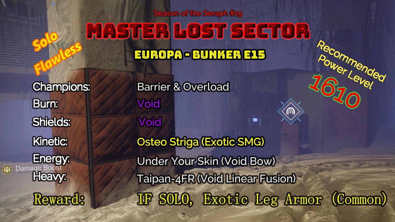 Destiny 2 Master Lost Sector: Europa - Bunker E15 on my Warlock Solo-Flawless 2-25-23