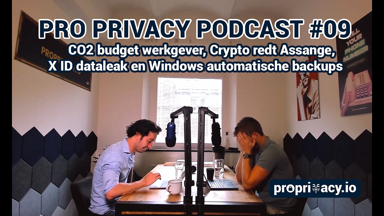 Pro Privacy Podcast #09 - CO2 budget werkgever, Crypto redt Assange, X ID leak en Windows backups