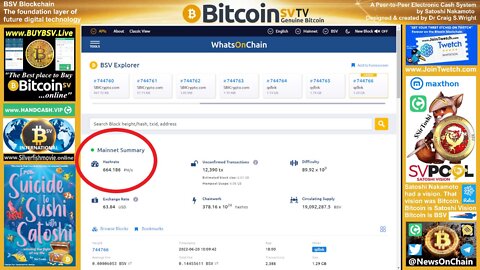 SirToshi's Charts: BSV hashrate increasing