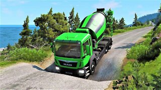 Car vs Pothole - BeamNG Drive | Car vs Massive Speed Bumps Pothole BeamNG