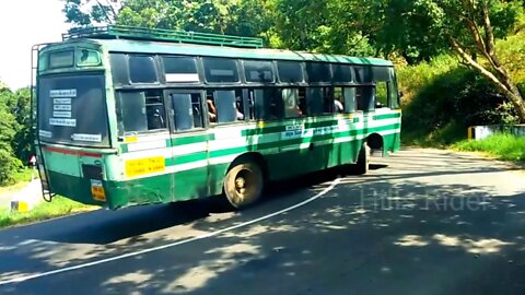 Tamilnadu Bus Turning on Valparai Hills Hairpin Bend at Pollachi Road