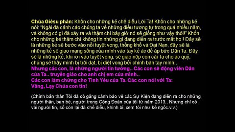 HÃY CHUẨN BỊ ĐỂ GẶP GỠ CHÚA GIÊSU TRONG CUỘC PHÁN XÉT NHỎ ĐÃ GẦN KỀ! Các TĐ JL. P227