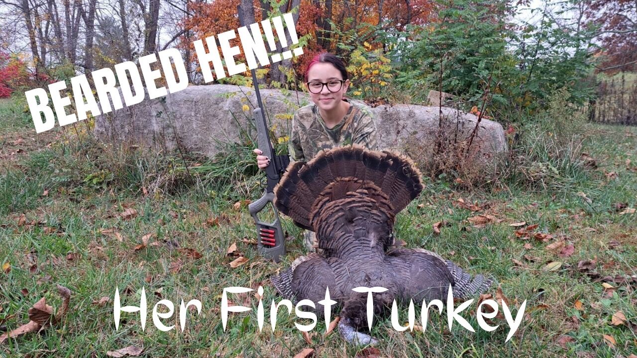 11 year old shoots fall BEARDED HEN!!!