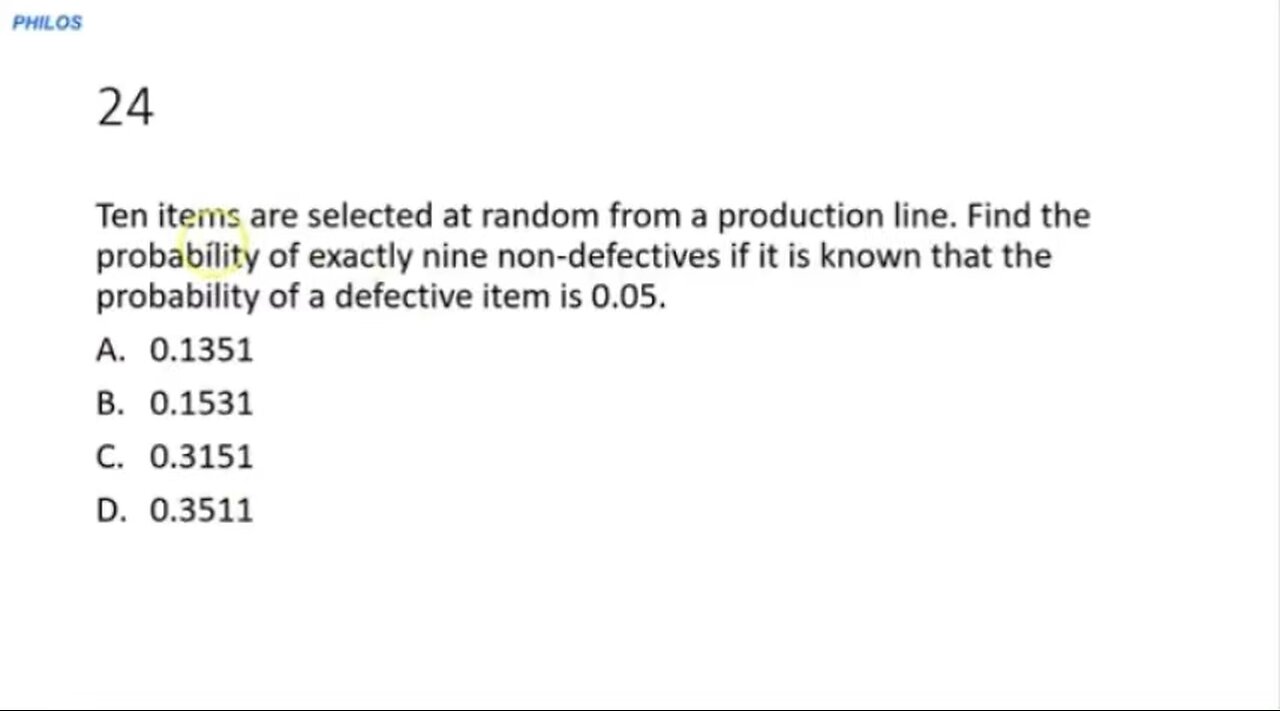 Solution of Binomial Distribution Question: Ten items are selected at random from a production line