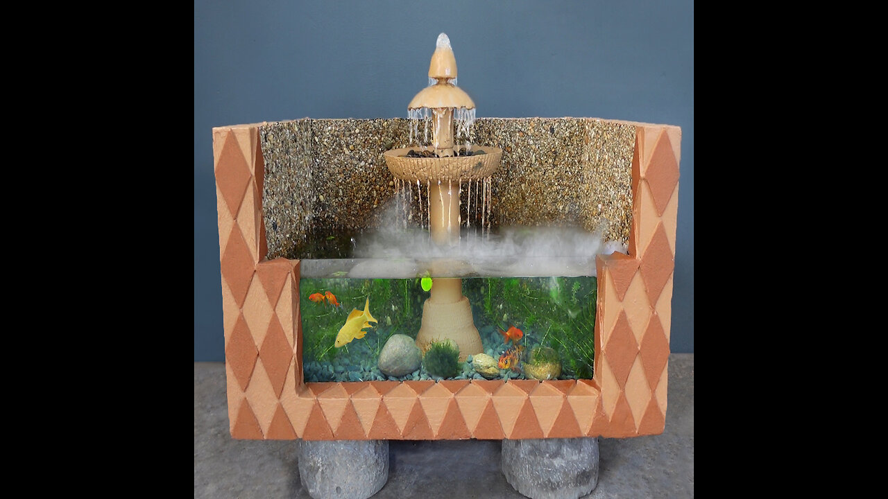 Make a beautiful waterfall aquarium from cement very simple