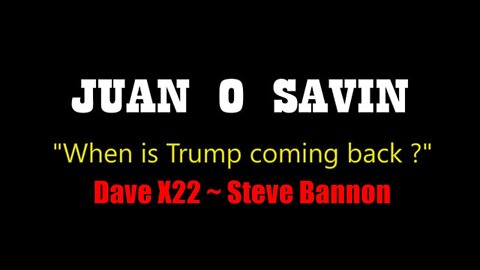 Juan O Savin, Dave X22, Steve Banmon ~ "When Is Trump Coming Back" ⚡️⚡️